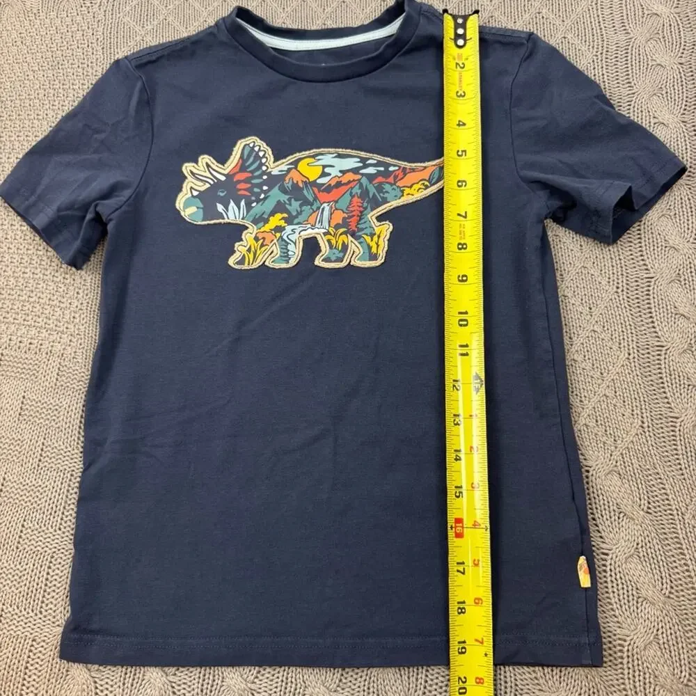 C & C California Kids Collection Blue Short Sleeve Tee with Dinosaur Graphic 7/8